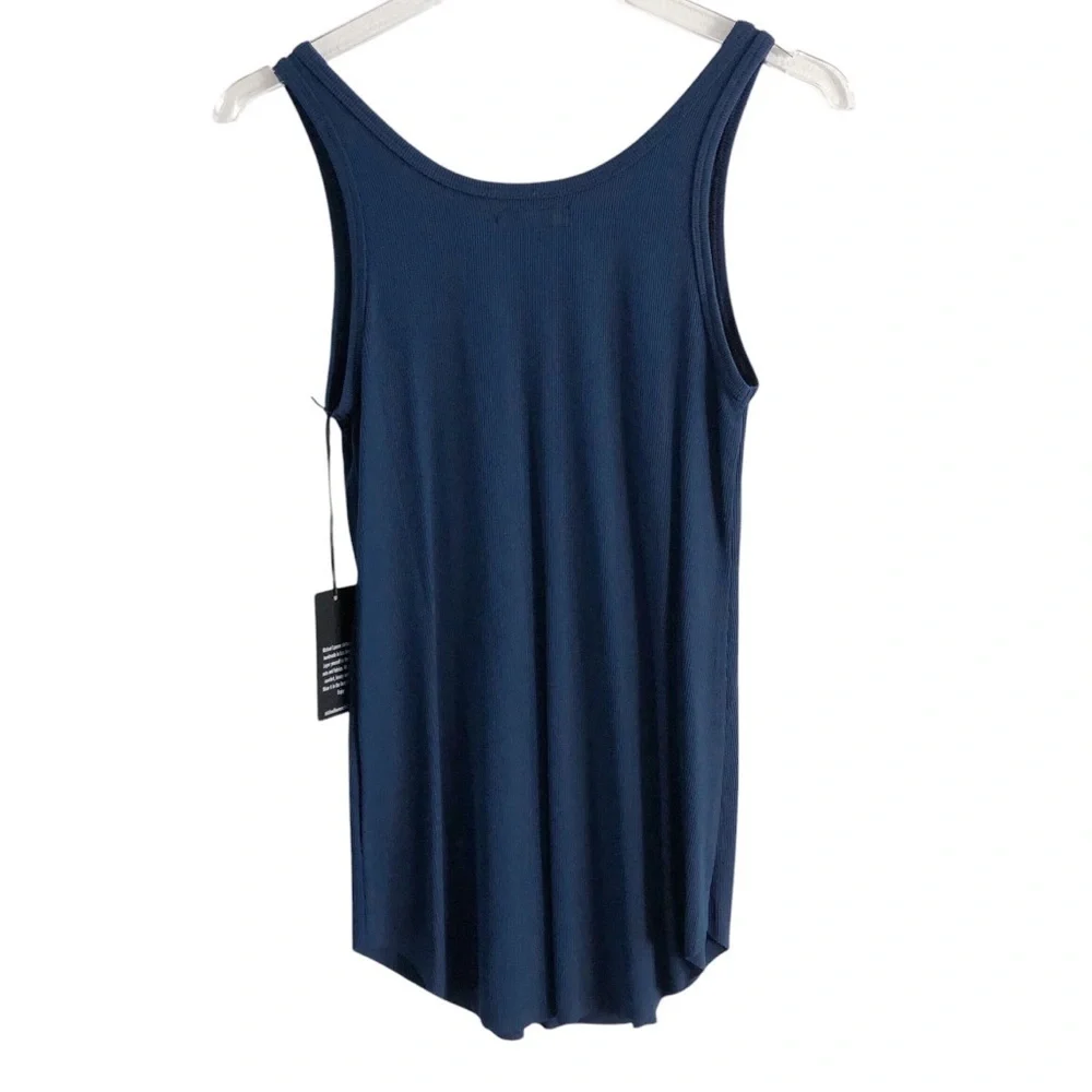 Michael Lauren Mini Ribbed Tank Top Blue Size Small